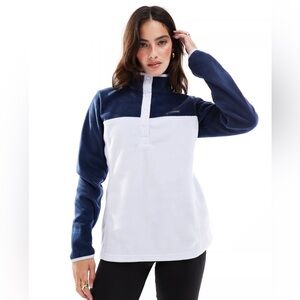Columbia Benton Spring half snap pull over fleece in navy and light blue